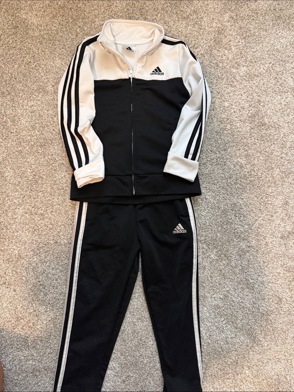 adidas Black and White Athletic Track Jacket & Pants toddler boy 4T